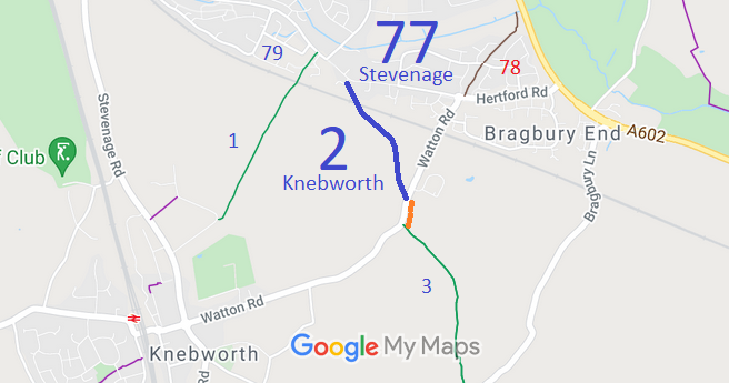 Map showing Knebworth 2 link