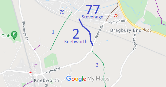 Map showing Knebworth 2