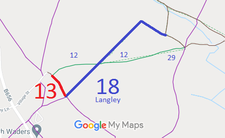 Map showing Langley 18 bridleway