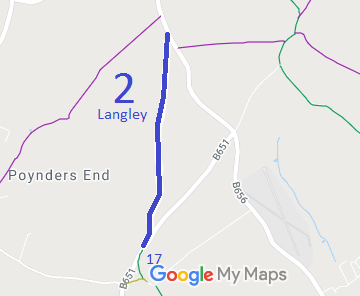 Map showing Langley 2 bridleway
