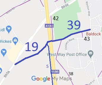 Map showing Baldock 39