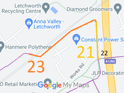 Map showing recorded Letchworth paths