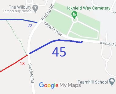 Map showing Letchworth 45 bridleway