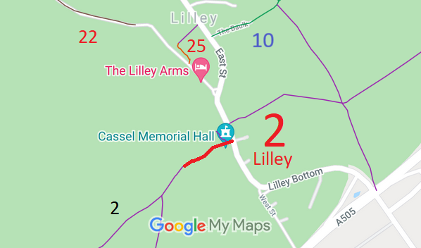 Map showing recorded Lilley paths