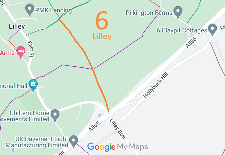Map showing recorded Lilley paths