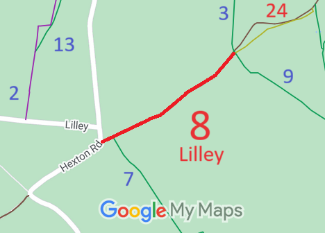Map showing recorded Lilley paths