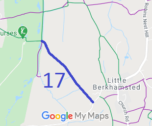Map showing Little Berkhamsted 17 bridleway