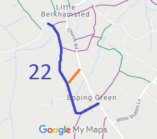 Map showing Little Berkhamsted 22 bridleway