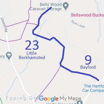 Map showing Little Berkhamsted 23 bridleway