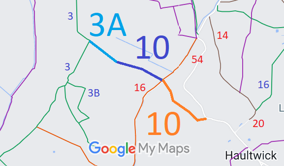 Map showing Walkern 3a and Little Munden 10 paths