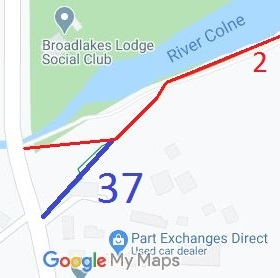 Map showing London Colney 37 bridleway