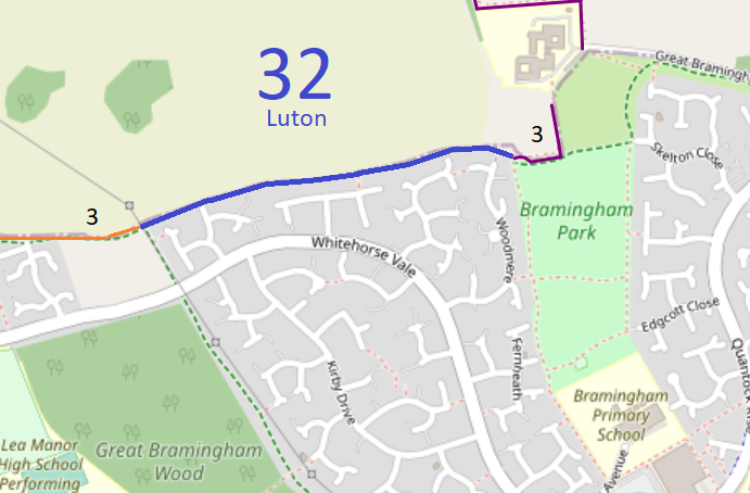 Map showing recorded paths