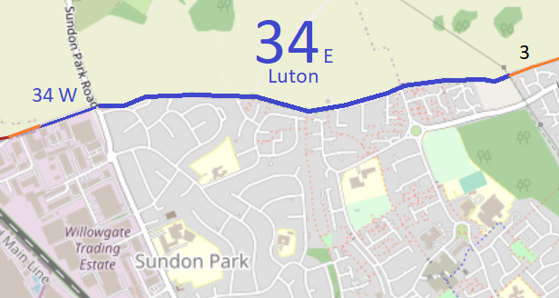 Map showing eastern section of Luton 34