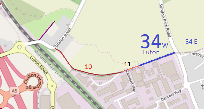 Map showing Luton 34