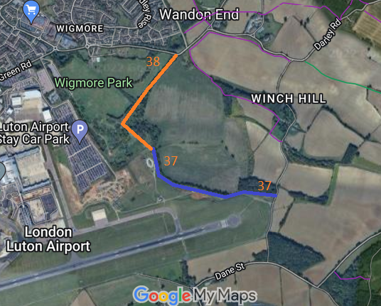 Map showing Luton 38