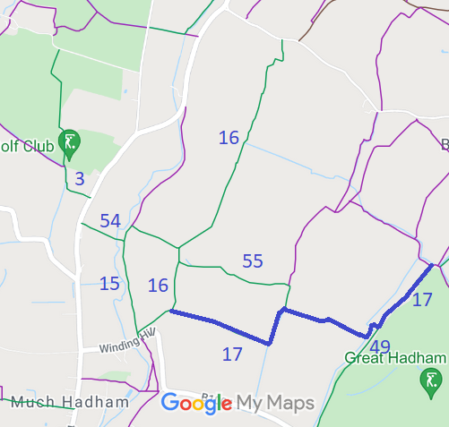 Map showing recorded Much Hadham paths