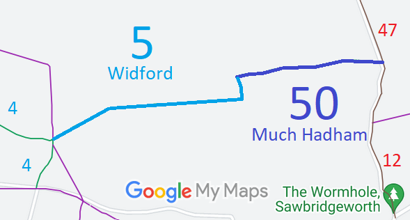 Map showing recorded Widford paths