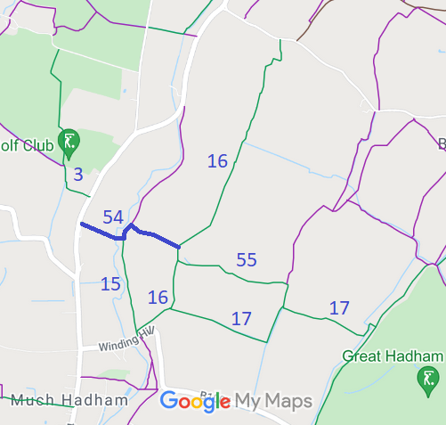 Map showing recorded Much Hadham paths