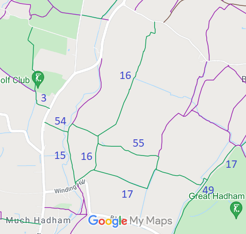 Map showing recorded Much Hadham paths