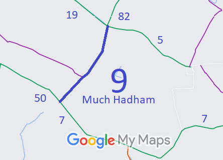 Map showing recorded Much Hadham paths