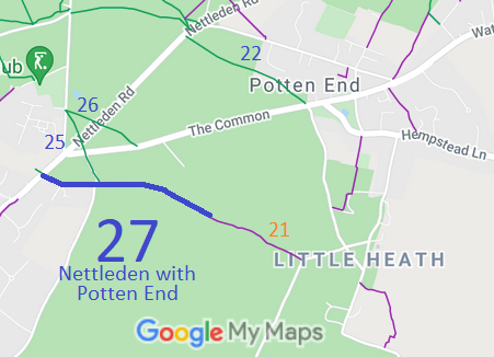 Map showing Nettleden with Potten End 27