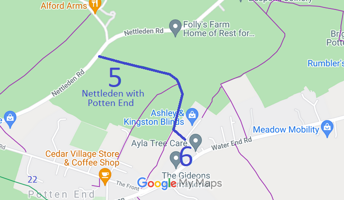 Map showing Nettleden with Potten End 5 and 6
