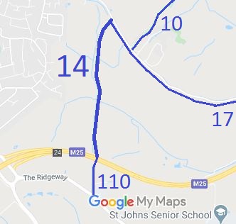 Map showing Enfield 110 and Northaw 14