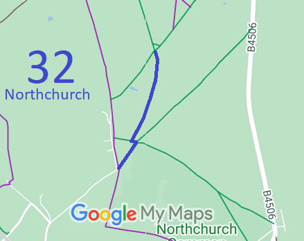 Map showing Northchurch 32 bridleway