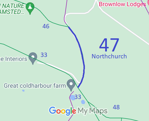 Map showing Northchurch 47 bridleway