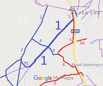 Map showing North Mymms 1