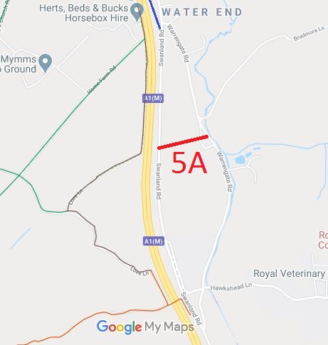 Map showing North Mymms 5A