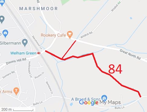 Map showing North Mymms 84