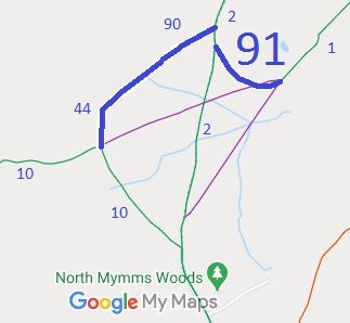 Map showing North Mymms 91
