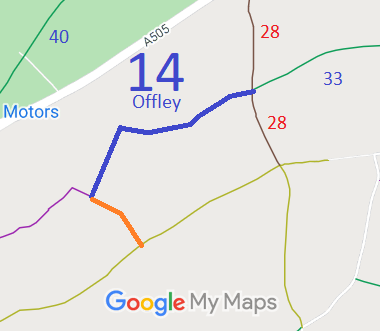 Map of recorded paths in Offley