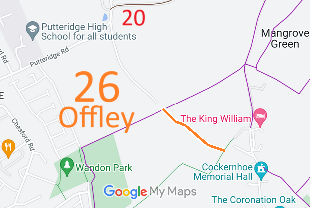 Map of recorded paths in Offley