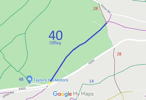 Map of recorded paths in Offley