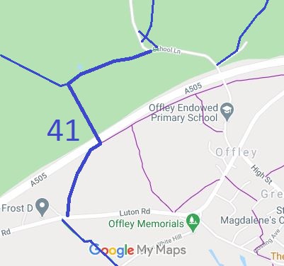 Map showing Offley 41 bridleway