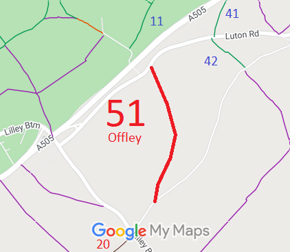 Map of recorded paths in Offley