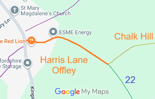 Map showing recorded Hertfordshire paths