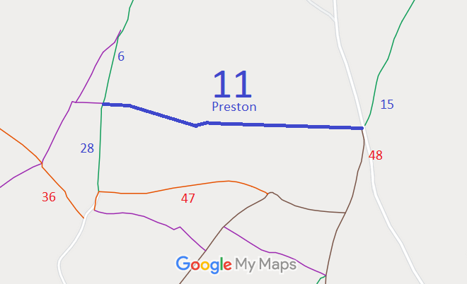 Map showing recorded Preston paths