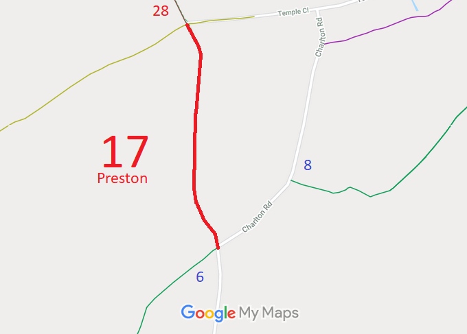 Map showing recorded Preston paths