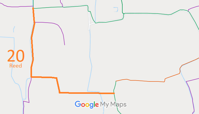 Map showing recorded Reed paths