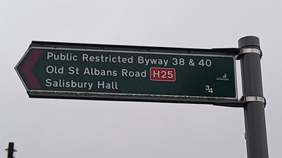 Photograph of Ridge 38 and Shenley 40 sign