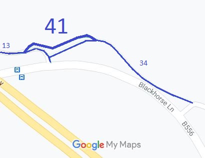 Map showing Ridge 41 bridleway