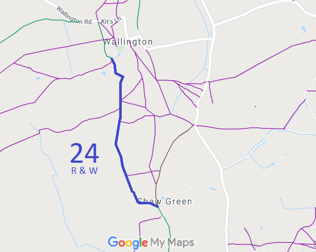 Map showing Rushden and Wallington 24 bridleway