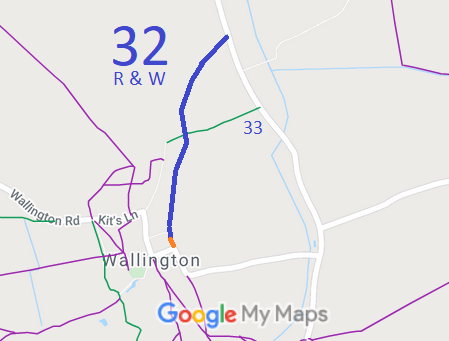 Map showing Rushden and Wallington 32 bridleway