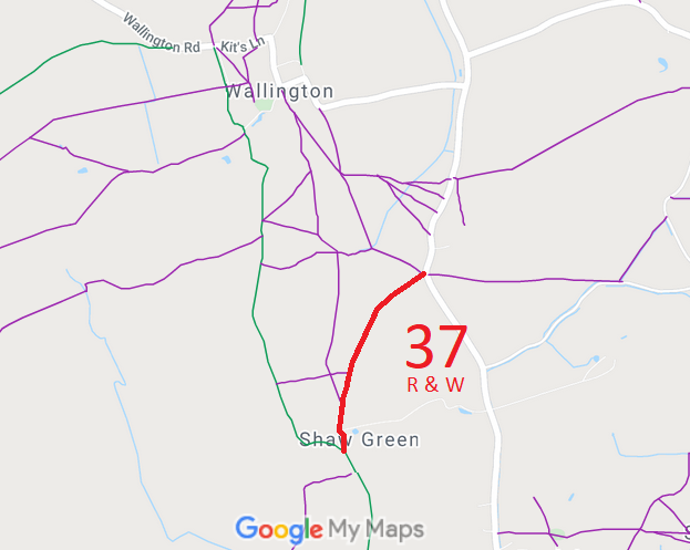 Map showing Rushden and Wallington 37 byway