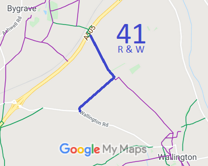 Map showing Rushden and Wallington 41 bridleway