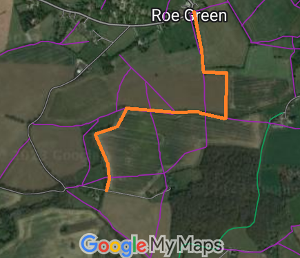 Map showing Sandon and Rushden and Wallington permissive bridleway 1