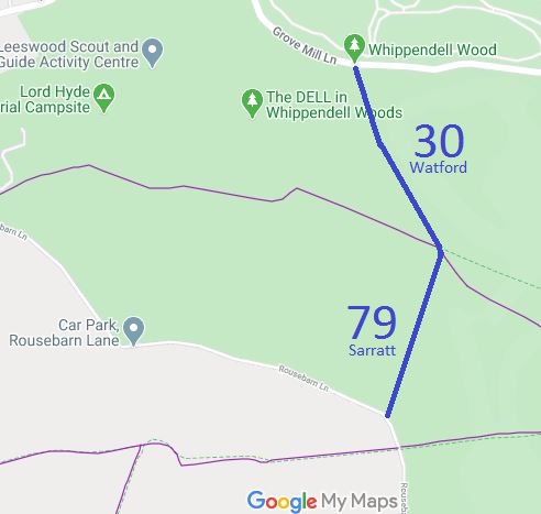 Map showing Sarratt 79